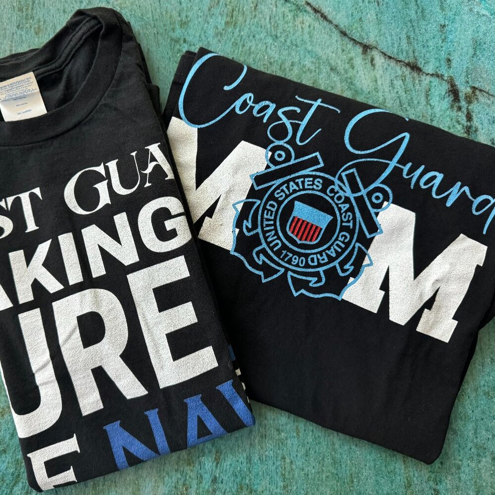 Lot of 2 United States Coast Guard Mom T Shirts Military Size Medium